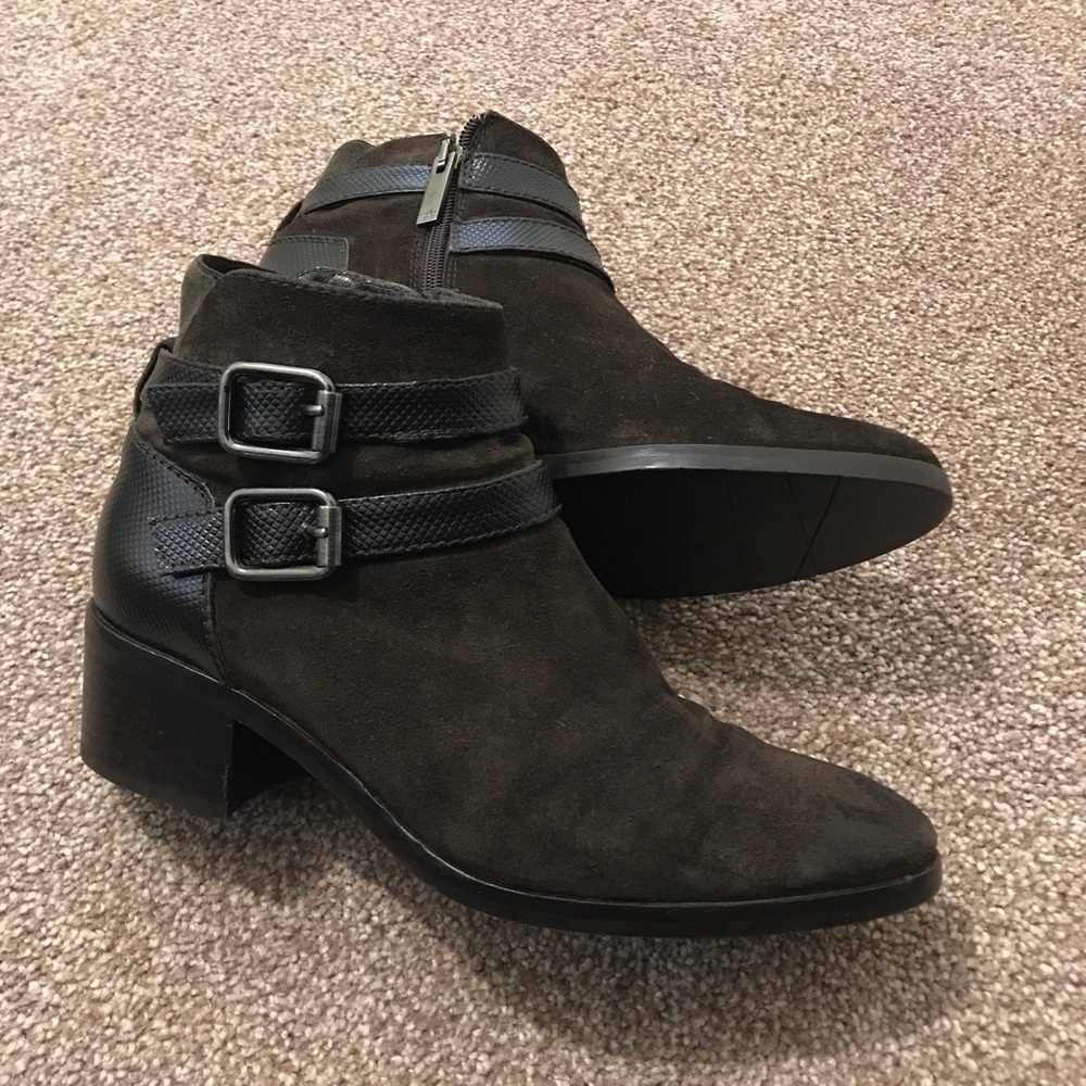 Aquatalia Brown Buckle Suede Boot Size 6